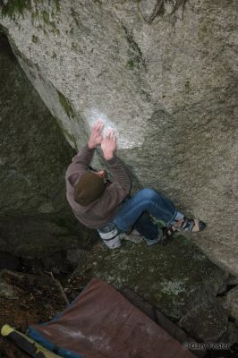Velcro
Route: Velcro
Location: Grand Wall Boulders
Grade: V9
Climber: Tim 
Photo Credit: Gary Foster
